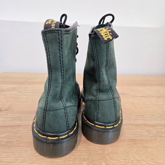 Dr. Martens 1460 Boots 6 eye England Combat UK Sz 3 US Womens 5 Green Leather - Picture 4 of 11